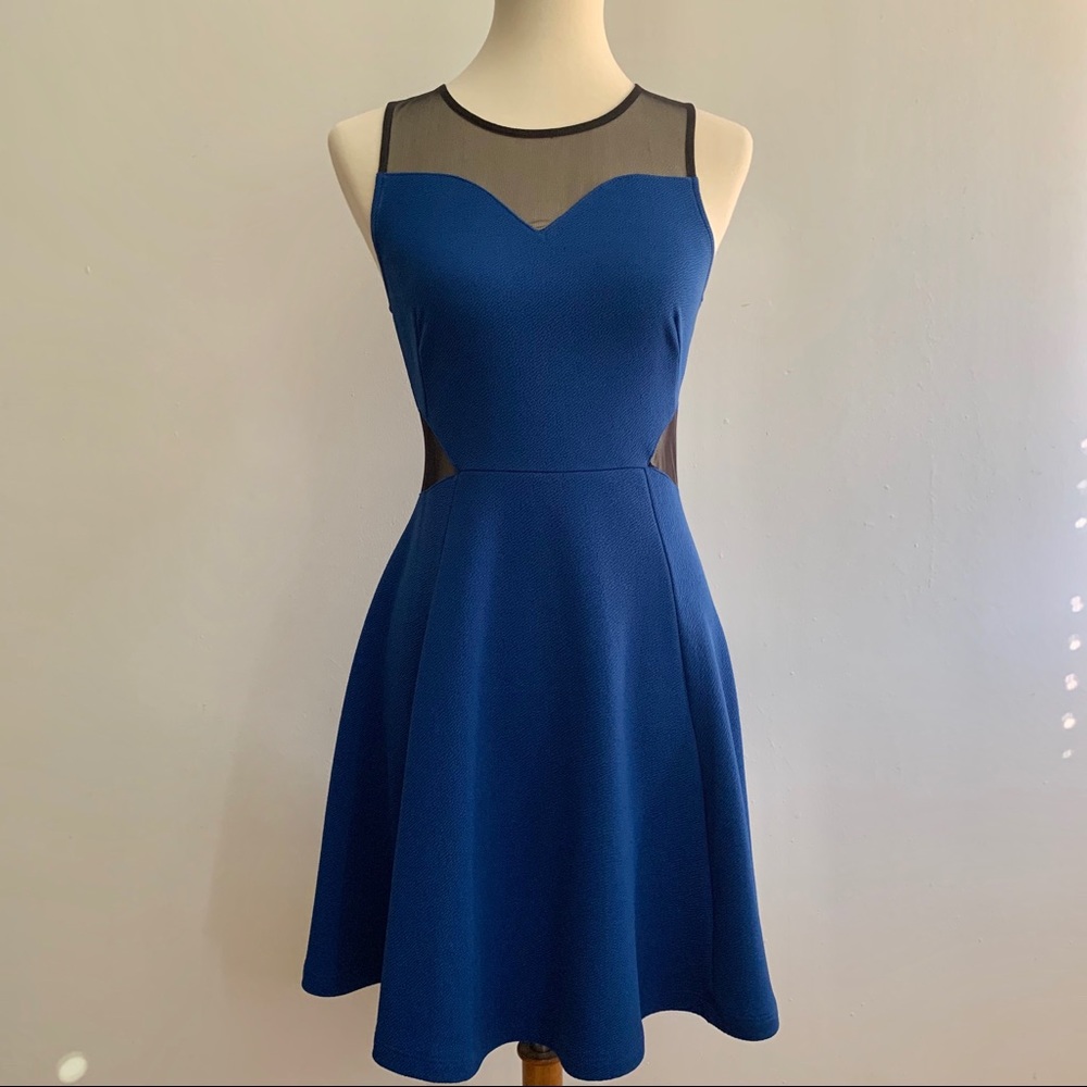 Blue Lush dress with mesh cutout detail